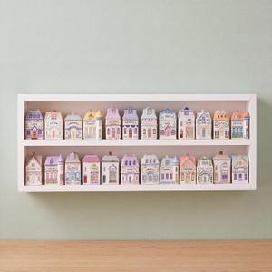 Chunful Vintage Spice Rack Wooden Village Style Hanging Display Jars Shelf, 25 x 10 Inches