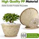 Nooulap 12 Inch Pots for Plants with Drainage, Large Plastic Flower Pots Outdoor Indoor, Decorative Planters with Gold Flower Pattern for Home, Porch, Balcony & Garden (Beige)