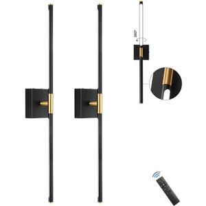 Battery Operated Wall Sconce with Remote Control Dimmable Wall Sconces Set of Two,Dimmable Wireless LED Wall Lamp,USB Rechargeable Wall Lights ,360°Rotate ,for Living Room, Bedroom,28 In(Black,4pack)