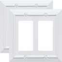 Classic Architecture Wall Plates,Light Switch covers, Electrical Outlet Covers, Duplex receptacle wall plates,Mid Size Bamboo Fiber Material Switch plates Pure White (2 Gang Decorator 2PK)