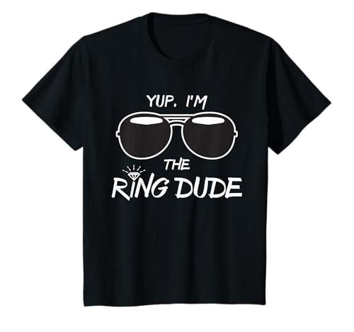 Yup I'm The Ring Dude - Funny Kids Ring Bearer T-Shirt, Black, L