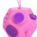 Fidget Toys Cube,Finger Cube,12 Sided Fidget Toys Relief Stress and Anxiety Depression Autism for Girls Kids Adults (Pink)