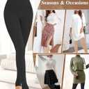 DOCUMO Fleece Lined Tights for Women Thermal Pantyhose Winter Warm Fake Translucent Tights High Waisted Thick Leggings (Black, L)