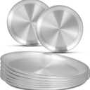 EWFEN 8 Pack Stainless Steel Plate Set, 10 Inch Metal Lightweight Unbreakable Dinner Dishes Plates Set, Round Camping Plates for Serving Dishes Dessert Salad, Non Toxic & Reusable, Dishwasher Safe