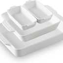 Sweejar Ceramic Bakeware Set of 4, Casserole Dishes for Oven, Rectangular Baking Dish with Handles, Lasagna Pans Deep for Cooking, Gratin, Roasting, Banquet and Daily Use (White)