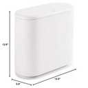 IEEK 12 Liter Rectangular Plastic Trash Can with Press Top Lid,White Modern Wastebasket Thin Trash Cans,3.2 Gallon Garbage Container Bin for Bathroom,Bedroom,Kitchen,Office and Powder Room
