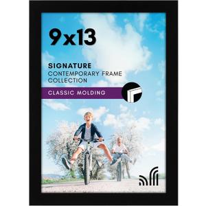 Americanflat 9x13 Picture Frame with Shatter-Resistant Glass - Signature Collection - Gallery-Style Frames Made of Engineered Wood - Photo Frame for Wall Display - Black