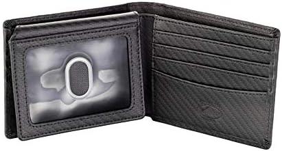Stealth Mode Leather Bifold Wallet for Men With ID Window and RFID Blocking (Carbon Fiber)