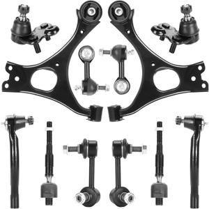 12PCS Front Lower Control Arms with Ball Joints for 2006 2007 2008 2009 2010 2011 Honda Civic 1.8L Inner Outer Tie Rods Sway Bar Ends Suspension Kit K620382 K620383 K500069 K500070 K80769 K80768