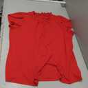 Frilled Neck Women's Short Sleeve Shirt, Red, Size XXL