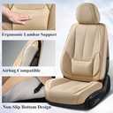 Coverado Front Seat Covers, 2 Pieces Universal Seat Covers for Cars, Waterproof Nappa Leather Sideless Auto Seat Protectors, Car Seat Cushions Universal Fit for Most Sedans SUV Pick-up Truck Beige