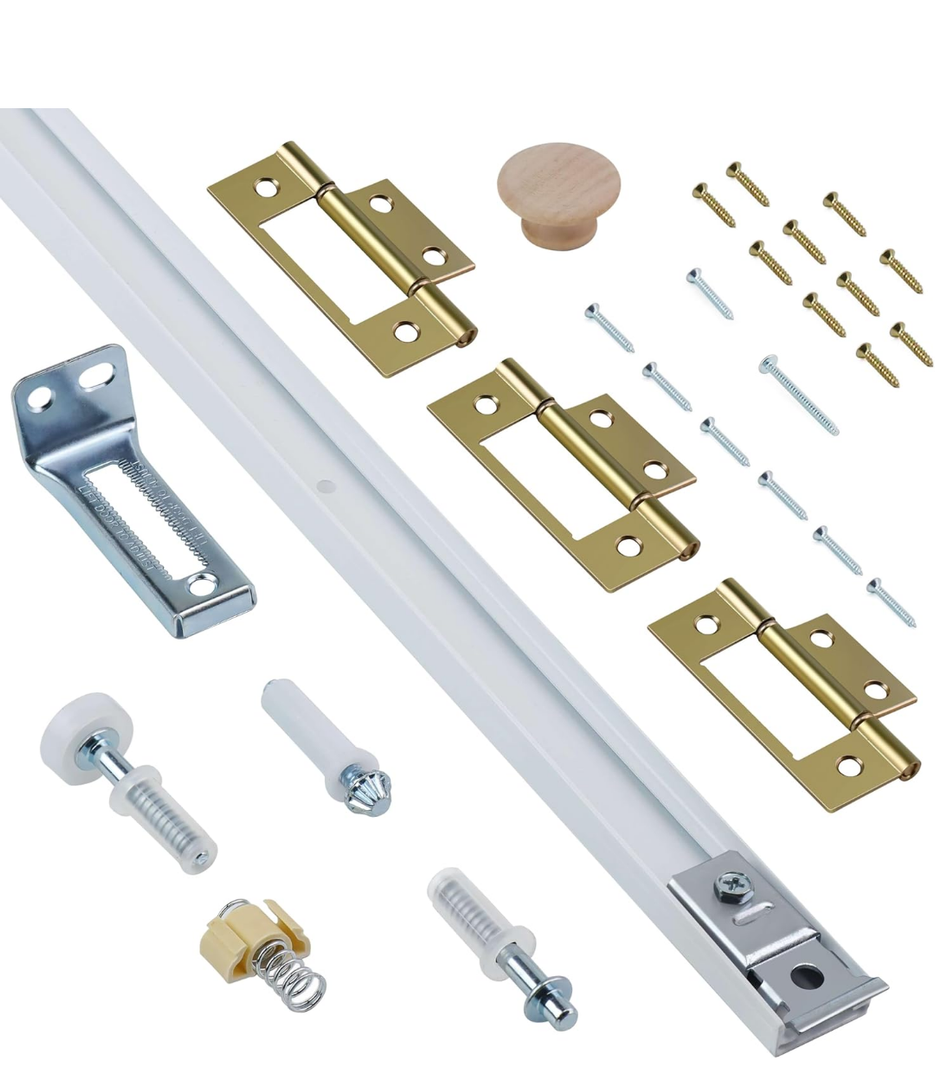 Bifold Door Hardware Kit, 30-Inch Bi-fold Closet Door Track Kit Bifold Closet Door Hardware Kit Folding Door Hardware Repair Replacement Tool Kit