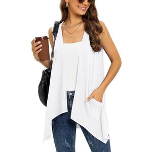 Veryoung Women's Lightweight Cardigan Casual Soft Long Sleeve Floral Knit Cardigans with Pockets High Low Hem Draped Duster, Size S