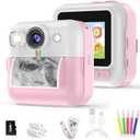 BOFIDAR Instant Print Camera for Kids, Christmas Birthday Gifts for Girls Age 3-10, Toddler Toy for 3-10 Year Old Girls with 2 Roller Photo Paper (Pink)