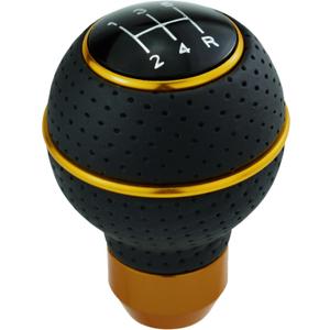 Yellow Shifter Gear Knob 5 Speed Leather Ball Shift Knob for Most Manual Automatic Vehicles (Yellow Circle)