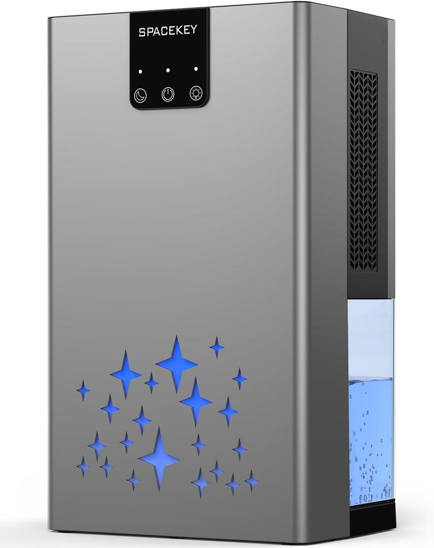 Dehumidifier, 95 OZ Water Tank Dehumidifiers for Home, 1000 sq. ft. Dehumidifier for Basement Bathroom Bedroom with Auto Shut Off, 7 Colors LED Light, Quiet Dehumidifiers with Sleep Mode, Grey