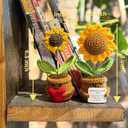 Emotional Support Crochet Sunflower, 2 Pcs Crocheted Plush Plant Flowers, Handmade Knitted Flowers Doll, Positive Sunflowers Plant Decor with Positive Card, Encouraging Cheer Up Flower Gifts for Women (Loving Heart)