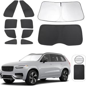 Window Shades for Volvo XC90 2016-2024 2025 Accessories Car Side Full Windows Rear Triangular Windshield Sun Shade Sun UV Rays & Privacy Protection for Camping,Napping,and Relaxing 10PCS (Volvo XC90 2016-Present)