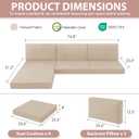 7-Piece Patio Furniture Cushions Set, Replacement Outdoor Cushions for 4-Seat Patio Sectional, Waterproof & Fade Resistant Deep Seat Cushion for Outdoor Sofa, Beige