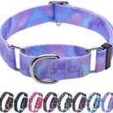 Hikiko Martingale Collar for Dogs with No Buckle Purple Gradient Training Dog Collars for Large Dogs,Tie Dye,L