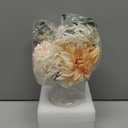 Mkono Small Artificial Flowers in Ceramic Vase 13.5" Centerpieces Coffee Table Decor, Silk Flower Arrangements for Home Decor Indoor Fake Flower Bouquet for Bathroom Dining Room Kitchen Champagne