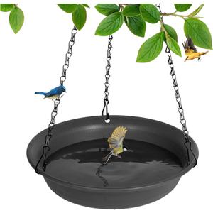 Hanging Bird Bath, Hanging Bird Water Feeder for Outdoors, Feeder Bowl, 1 Pack Birdbath Tray Accessories for Outside, Plastic Birdbaths Tray for Garden Patio Decoration (8", Dark Black)