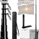 20FT Fiberglass Tailgate Flag Pole Kit with Tire Mount, RV Flagpole for Pickup, SUV, Camper & Camping, 360 Anti-Tangle Clips, Secure Pin Lock, Heavy Duty Wind Resistant, Portable Collapsible to 3.7FT