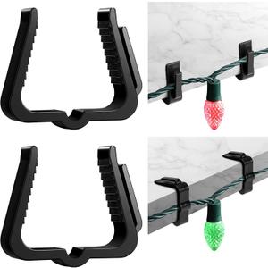 Marsui 50 Pcs Christmas Light Clips Small Outdoor Roof Gutters and Shingles Hooks 1 5/8 Inch Fascia Boards Hanger Plastic Holiday String Light Clips for Xmas Outside Decoration Fence Eave (Black)