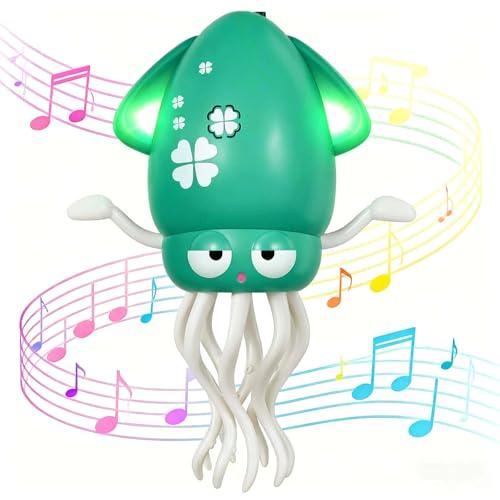 Dancing Octopus Baby Toy - Electric Crawling Octopus Tummy Time Toy - USB Rechargeable Dancing Musical Squid Toys with Lights, Birthday Gifts for 3 4 5 6 Year Old Boys Girls, Funny Desk Decor (Green)