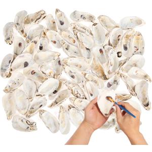 Homaisson 60 PCS Oyster Shells for Crafts, Large Oyster Shells for Decor, Natural North Sea Origin, 4~5 Inches Natural Design, Ideal for Aquarium Landscaping, Crack-Free Surface