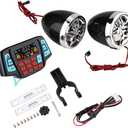 Qiilu Bluetooth Motorcycle Stereo Speakers,Waterproof Motorcycle BT MP3 Player o Stereo Speaker System USB Memory Card Carrier