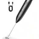 Electric Milk Frother Handheld: Rechargeable - LED Digital Display, Bare-Bones Version - Blackish Purple