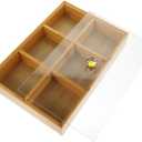 Amosfun Bamboo Nut and Candy Serving Tray, Tea Bag Storage - 6 Grids Snack Tray Platter with Lid and Removable Dividers for Nuts, Candy, Cookies 13.26 X 9.05 X 2.36 Inches