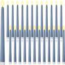 Macarrie 24 Packs Flameless Taper Candles Battery Operated Fake 11 Inch Long Candlelight LED Flameless Candlesticks Flickering Tapered for Spring Summer Wedding(Haze Blue)