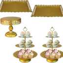 Gold Cake Stands Set, 5pcs Metal Tiered Cupcake Diaplay Stand Serving Platter for Dessert Table, Dessert Candy Fruit Tray for Wedding Baby Shower Birthday Party