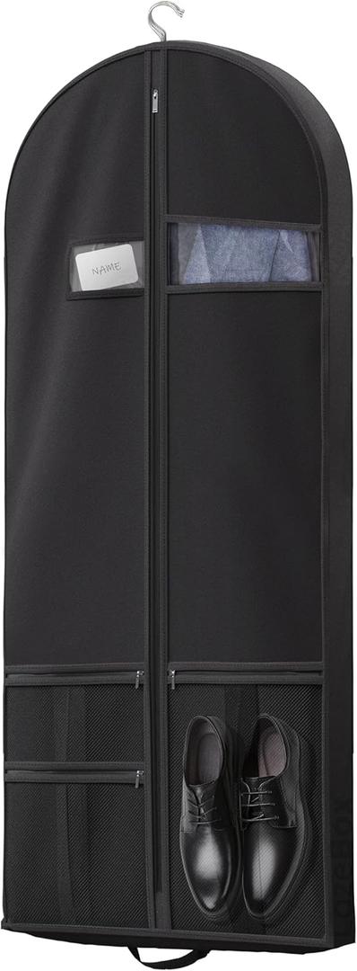 Travel Garment Bag with Zipper Pocket, Suit Bag for Suits, Dresses, Coats