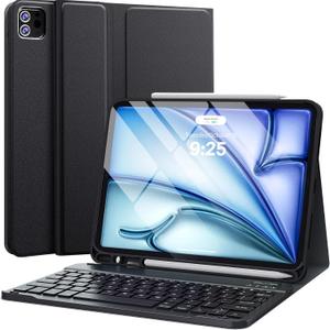 CHESONA for iPad Air 11 Inch Case with Keyboard M3/M2 (2025/2024), Rechargeable Wireless Keyboard, Detachable - Pencil Holder, for iPad Pro 11 (4th/3rd/2nd/1st Gen) & iPad Air 5th/4th Gen, Black