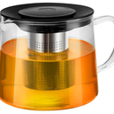 68OZ/2000ML One Touch Glass Teapot with Stainless Steel Filter Lid, Stovetop & Microwave Safe Tea Maker Water Kettle, Strainer & Cover 2 in 1 Loose Leaf Tea Steeper Pot Coffee Carafe (68OZ (Square Bottom))