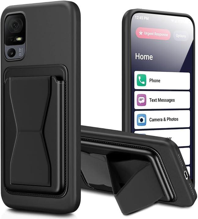 for Jitterbug Smart 4 Phone Case with Card Holder & Kickstand case for Jitterbug smart4 Cover - Black for Jitterbug Smart 4 Phone Case with Card Holder & Kickstand case for Jitterbug smart4 Cover - Black