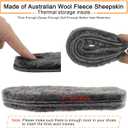 riemot Womens Sheepskin Wool Insoles, 100% Australian Wool Fleece Upper, 15mm Thick Warm Winter Boot Inserts, Cozy Replacement Insoles for Snow Boots, Slippers & Roomy Shoes Grey EU40/US9 (Gray)
