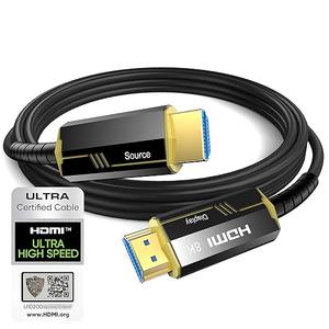 DGHUMEN Fiber Optic HDMI Cable 6.6FT/2M, Certified Ultra High Speed HDMI 2.1 Cable 8K@60 4K@120Hz HDR10 HDCP 2.2&2.3, Compatible with Xbox/PS5/PS4, UHD TV, Bluray, Gold Plated Connector HDMI Cord