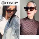 FEISEDY Retro 90s Square Sunglasses for Women Men Trendy Chunky Rectangle Sunglasses UV400 Protection B2385