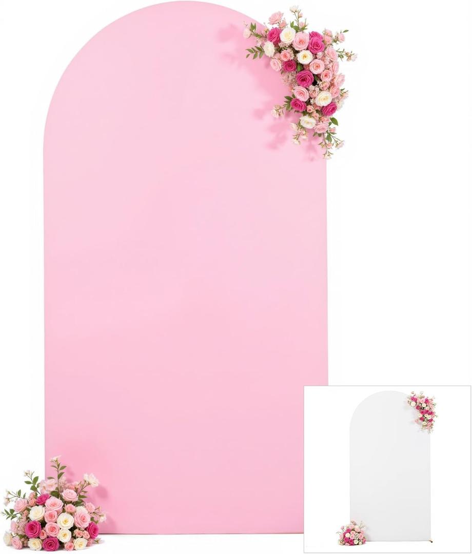 Pink and White Arch Cover 6ft Spandex Baby Shower Arch Backdrop Cover for Girls Birthday Party Bridal Shower Wedding Balloon Arch Stand Cover Gender Reveal Photo Arch Covers Stretchy Backdrop