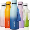 BJPKPK Insulated Water Bottles, 18 oz Stainless Steel Metal Water Bottle with Strap, BPA Free Leak Proof Jugs, Mugs, Flasks, Reusable Thermal Flasks for Sports & Travel, Sky