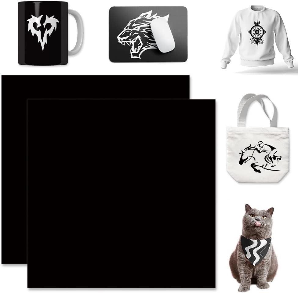 WOWOCUT Transfer Ink Sheets,Black Solid Color Heat Transfer Paper 2 Packs Bundle,12"X12" Sublimation Sheet for DIY T-Shirt,Mugs,Tumblers,Canvas Tote