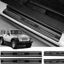 ZZEQYG 4 Pcs Stainless Steel Door Sill Protector Compatible with Jeep Wrangler JK Unlimited JKU Sport Sahara Rubincon 2007-2017 Accessories Front and Rear Door Car Door Sill Guards Trim