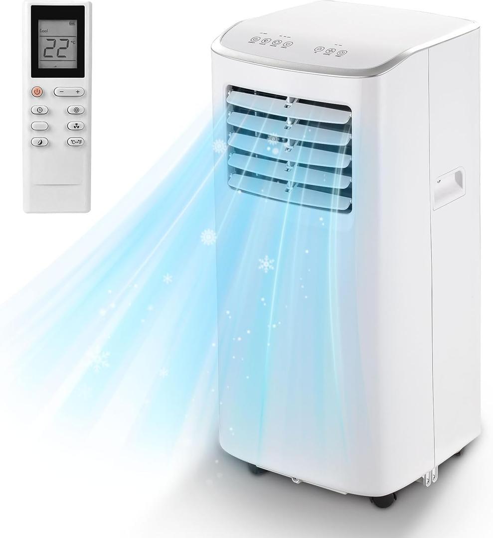 8500BTU Portable Air Conditioner 3-IN-1 with Fan&Dehumidifier AC unit with LED Remote Control up to 450 sq.ft. Room Air Conditioner with Sleep Mode,24H Timer,2 speed,Auto-evaporativ.