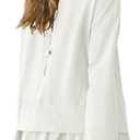 Panadila Womens Long Sleeve Short Romper Dresses Crewneck Oversized One Piece Jumpsuit Open Back Layered Casual Outfit (White, M)