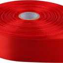 1 Inch x 50 Yards Polyester Ribbon - Red | Single-Faced Craft Ribbon for Bows, Gift Packaging, Scrapbooking