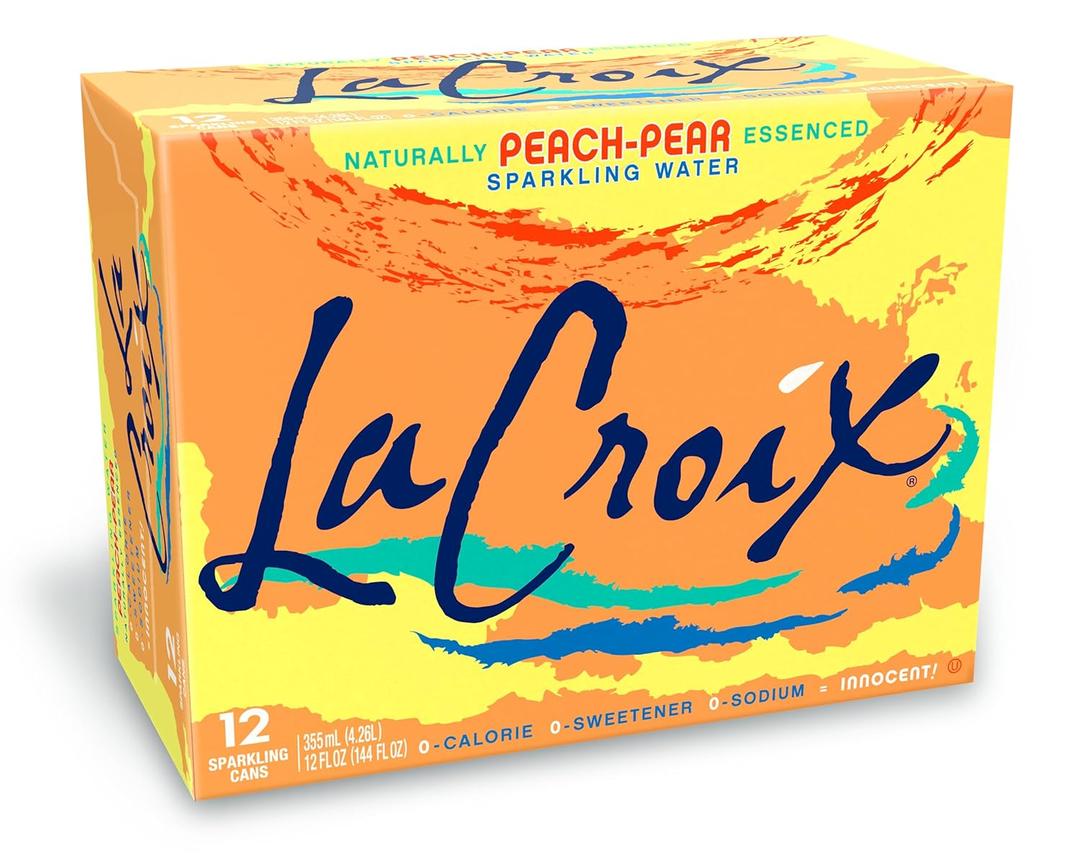 LaCroix Sparkling Water, Peach-Pear, 12 Fl Oz (Pack of 12), Best By: 05/10/26
